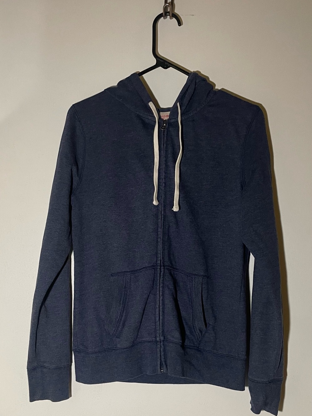 #89c Mossimo Supply Co Women's Blue Solid Full Zip Hooded Hoodie Pockets Size M